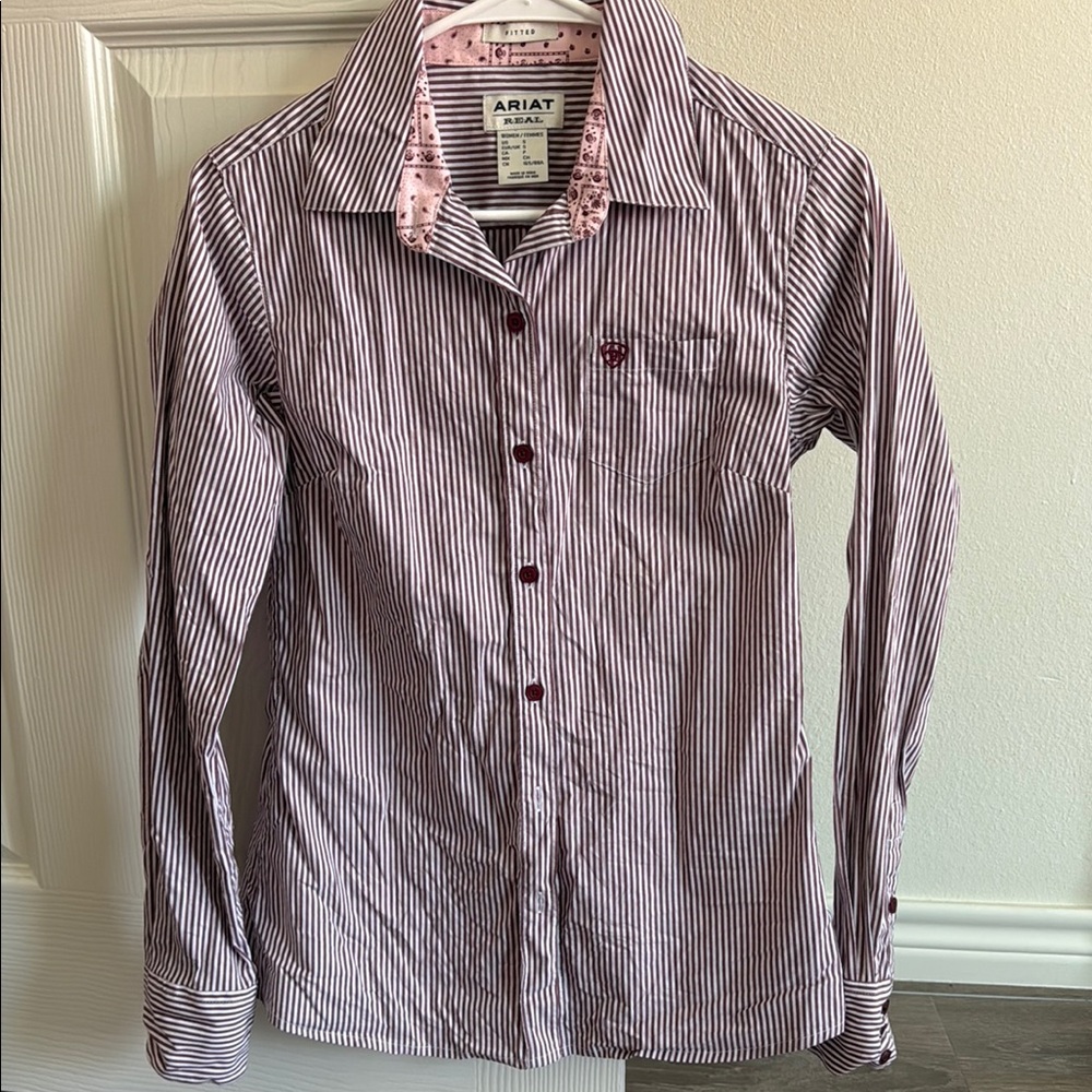 Ariat Women’s Maroon Striped Button Down Shirt